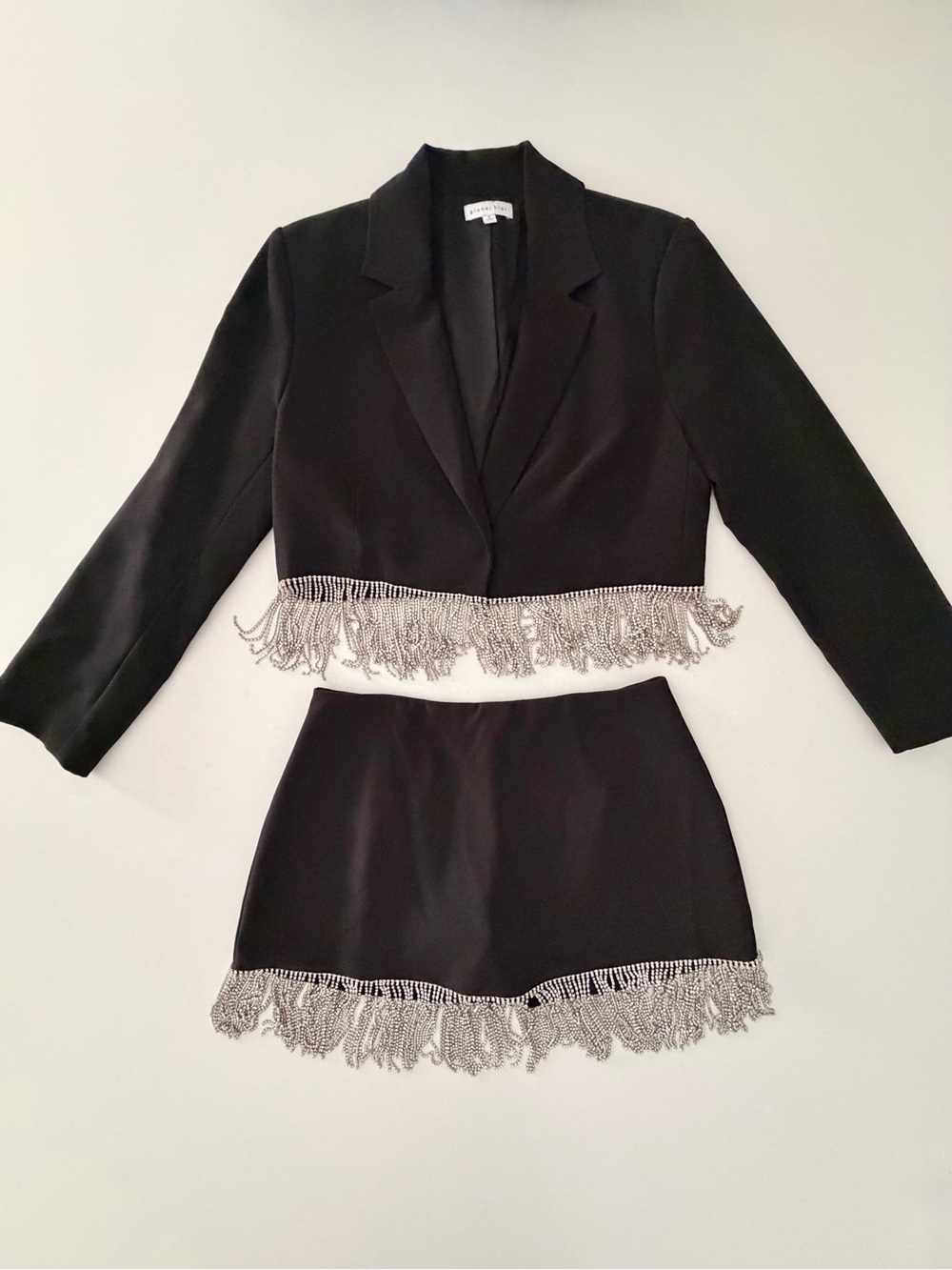 Gianni Bini Rhinestone Fringe Hem Mini Skirt (blazer sold separately)